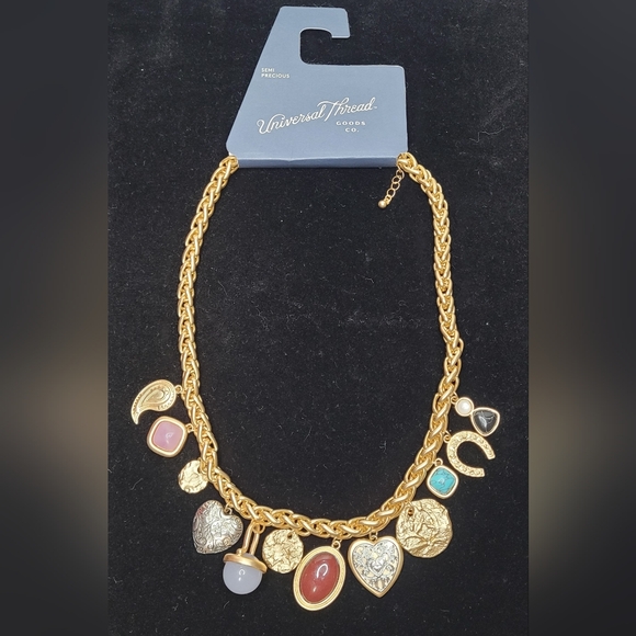 Universal Thread Gold Tone Necklace with Colorful Charms - Picture 2 of 4